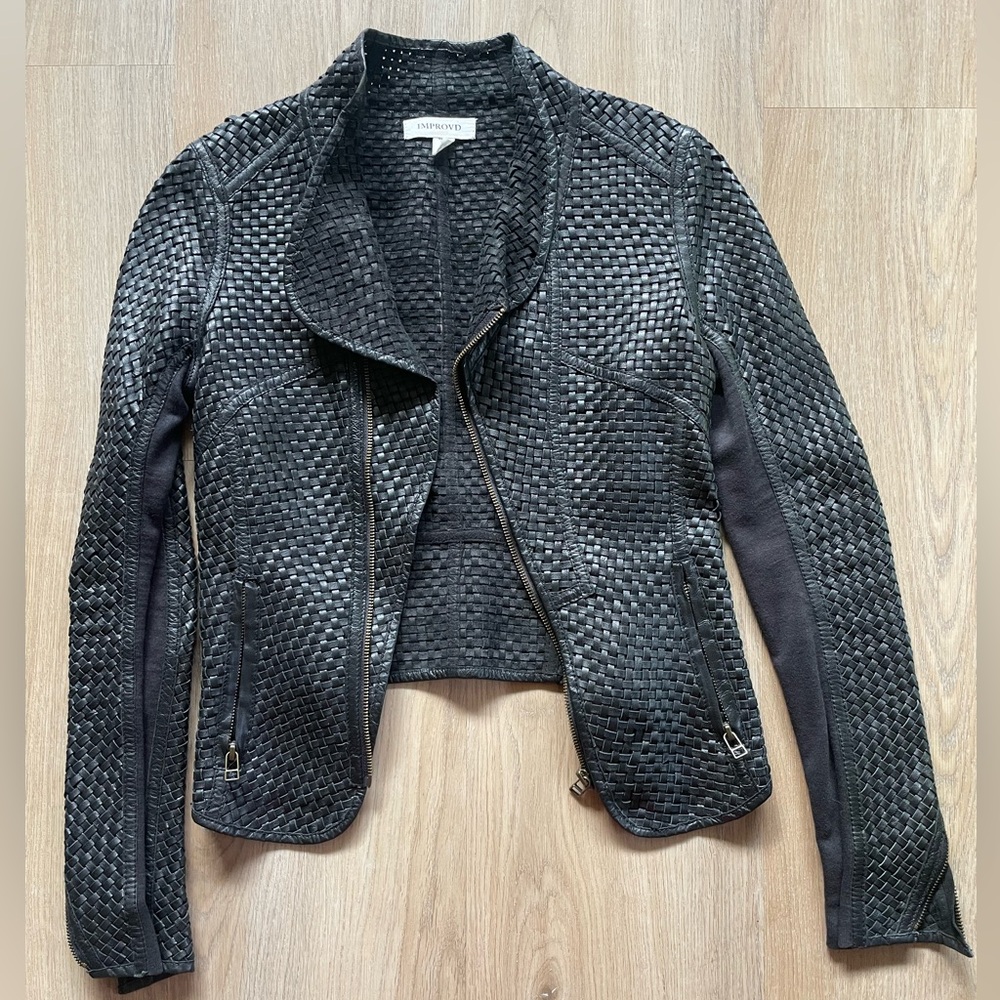 Improvd Woven 100% Genuine Leather Jacket Size XS